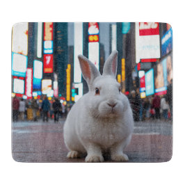Tabla De Cortar Conejo blanco en Times Square