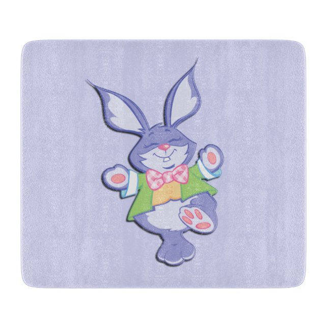 Tabla De Cortar Conejo de Pascua Púrpura Dancing (Anverso)