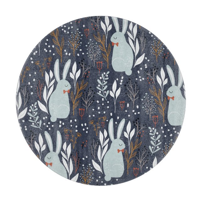 Tabla De Cortar Conejos Adorables: Patrón de bosques sin foco (Anverso)