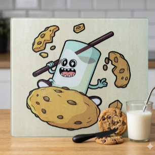 Tabla De Cortar Confrontación de Leche y Galletas