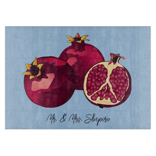Tabla De Cortar Consejo Personalizado de Desafío Pomegranado (Anverso)