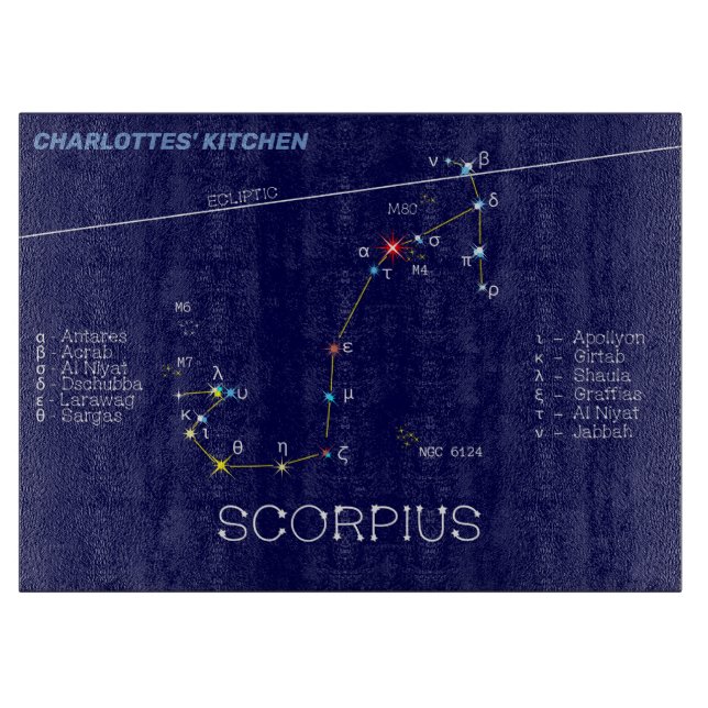 Tabla De Cortar Constelación de Zodiaco Escorpio (Anverso)