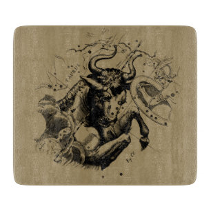 Tabla De Cortar Constelación Taurus Zodiac Hevelius 1690 en Taupe