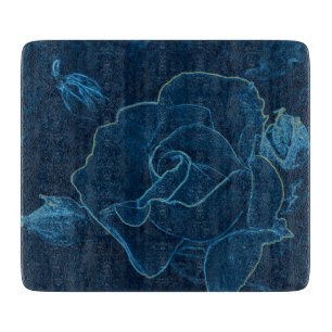 Tabla De Cortar contorno de rosa azul