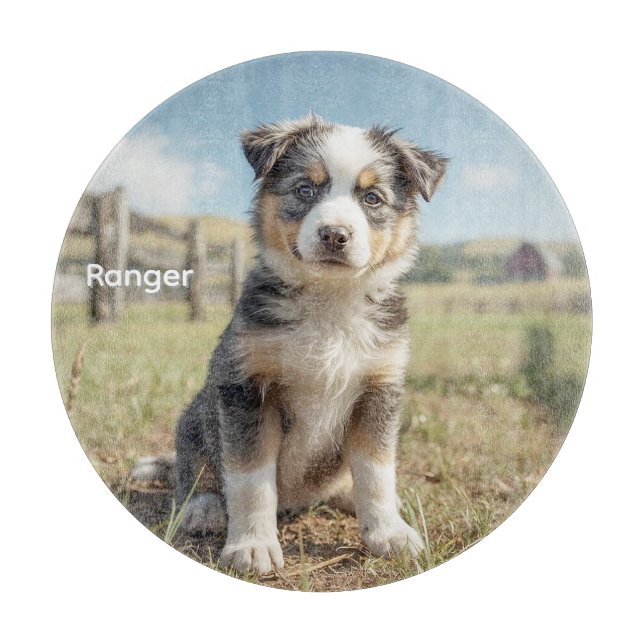 Tabla De Cortar Cool Cattle Dog Peronalized Glass (Anverso)