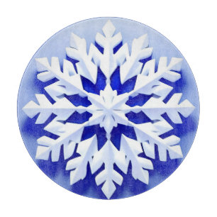 Tabla De Cortar Copo de Nieve Azul Detallado