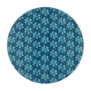 Tabla De Cortar Copo de Nieve Azul Patrón Azul