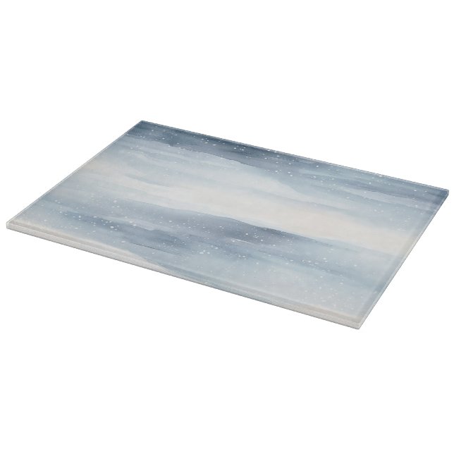 Tabla De Cortar Copos de nieve blancos azules (Borde)