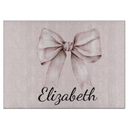 Tabla De Cortar Coqueta estética arco rosa Nombre personalizado