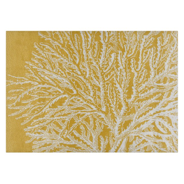 Tabla De Cortar Coral amarillo y blanco (Anverso)