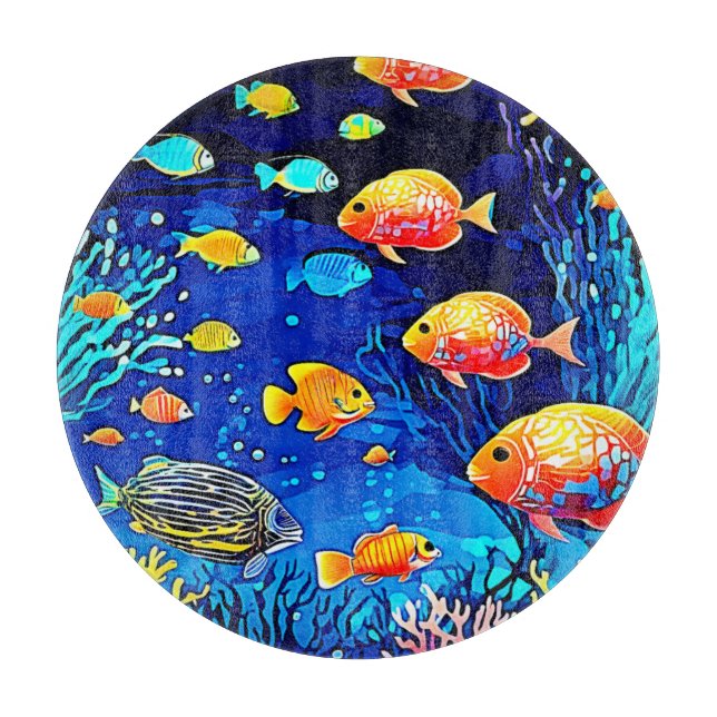 Tabla De Cortar Coral Reef Fish Art (Anverso)