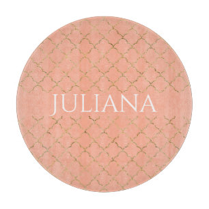 Tabla De Cortar Coral Rosa Bonito Cuatrefoil Personalizado 