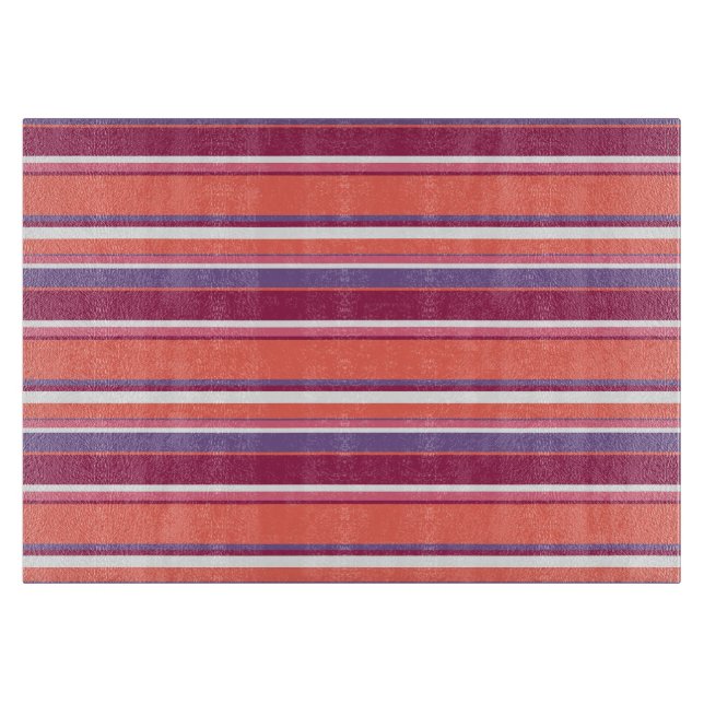 Tabla De Cortar Corales vivos, rayas rojas y violetas (Anverso)