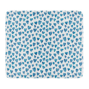 Tabla de cortar corazón acuarela azul
