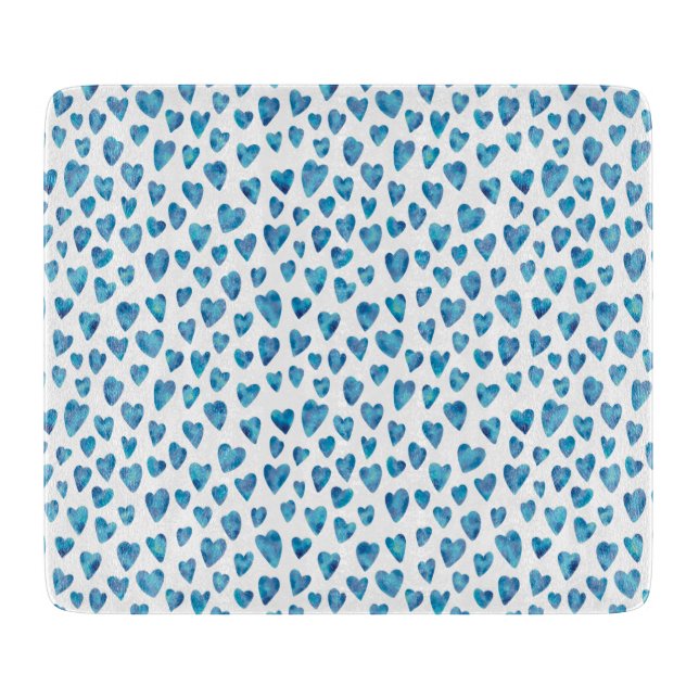 Tabla de cortar corazón acuarela azul (Anverso)