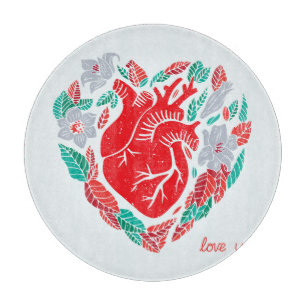 Tabla De Cortar Corazón anatómico de San Valentín: Tarjeta única