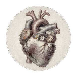 Tabla De Cortar Corazón Anatómico Floral Vintage Botánico Médico
