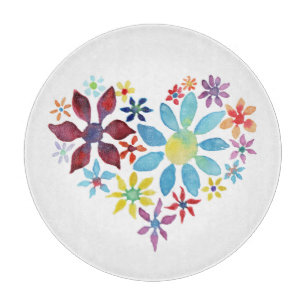 Tabla De Cortar Corazón de flores