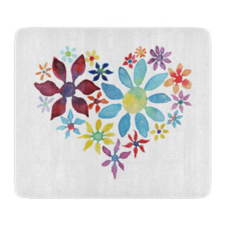 Tabla De Cortar Corazón de flores