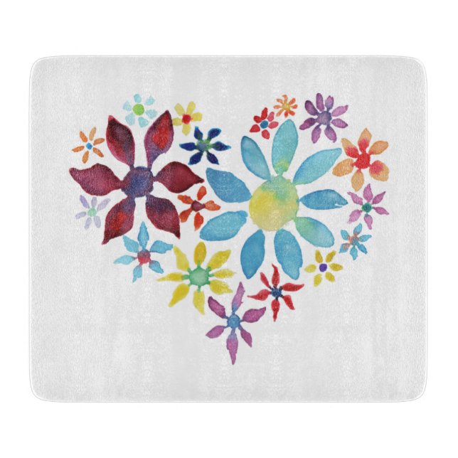 Tabla De Cortar Corazón de flores (Anverso)
