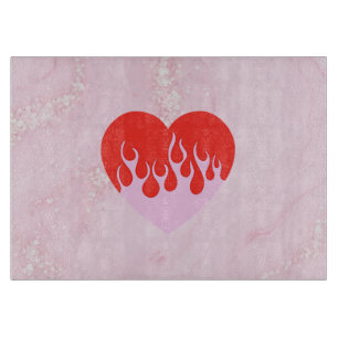 Tabla De Cortar Corazón de Fuego
