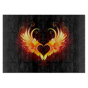 Tabla De Cortar Corazón de fuego angélico con alas