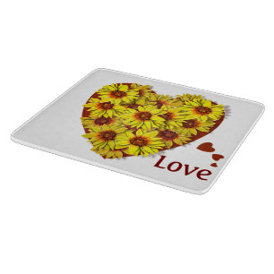 Tabla de cortar corazón de girasol