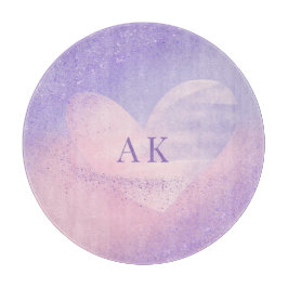 Tabla De Cortar Corazón de gradiente rosado morado monograma