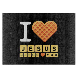 Tabla De Cortar Corazón de Waffle Amo a Jesús