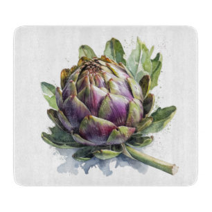 Tabla De Cortar Corazón del Jardín: Artichoke en acuarela