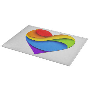 Tabla De Cortar Corazón en forma de SlipperyJoe en capas de arcoír
