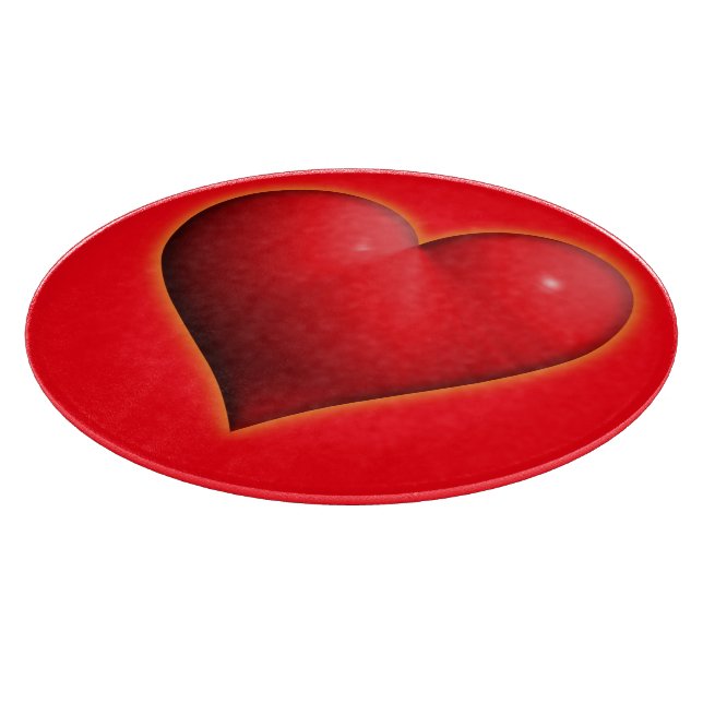 Tabla De Cortar Corazón Rojo 3D Brillante (Borde)
