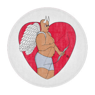 Tabla De Cortar Corazón romántico con un cupido inusual