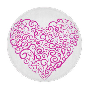 Tabla De Cortar Corazón rosa de escritura a mano espiral para Día 