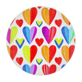 Tabla De Cortar Corazones coloridos se desmoronan: Patrón elegante