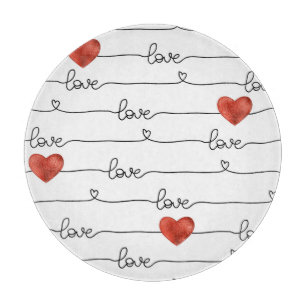 Tabla De Cortar Corazones de San Valentín: Diseño de línea 3D