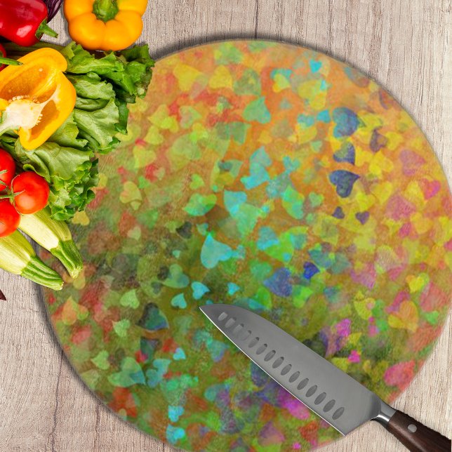 Tabla De Cortar Corazones Naranjas Caídos (Falling Hearts Orange Cutting Board by Looly Elzayat
)