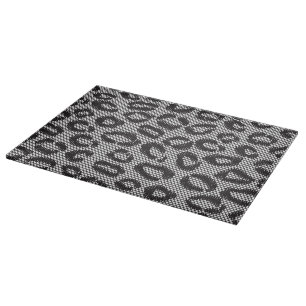 Tabla De Cortar Cordón neto negro con el modelo del leopardo en