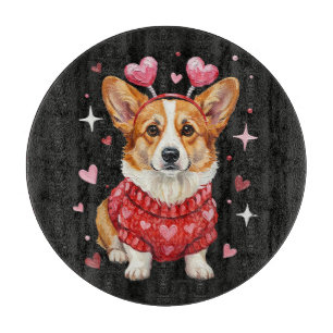 Tabla De Cortar Corgi Lindo Corazón de San Valentín Día de San Val