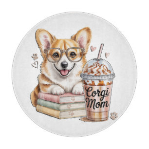 Tabla De Cortar Corgis Libros y Café Helado para Perro