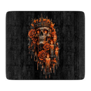 Tabla De Cortar Corona de cráneo gótico Halloween Rosas oscuras Es