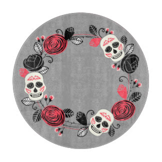 Tabla De Cortar Corona de cráneos de azúcar del Día de Muertos