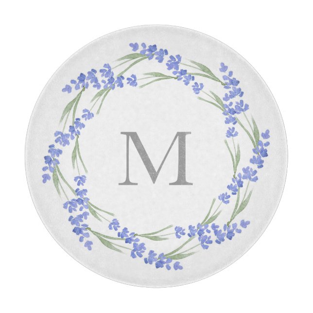 Tabla De Cortar Corona de lavanda acuarela (Anverso)