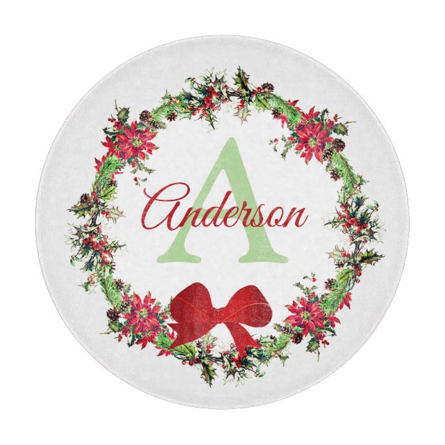 Tabla De Cortar Corona de Navidad personalizada (Anverso)