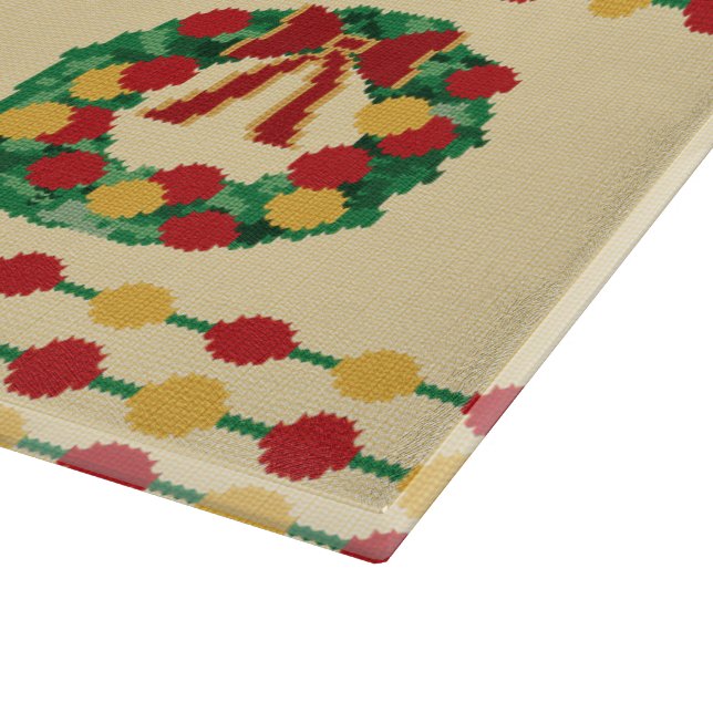 Tabla De Cortar Corona de Navidad tejida (Borde)