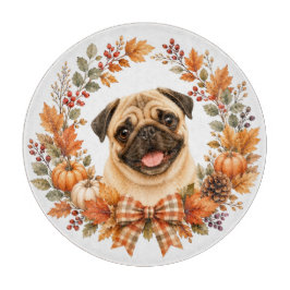 Tabla De Cortar Corona de Otoño Pug