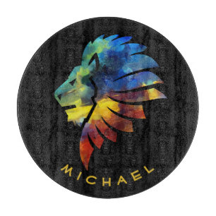 Tabla De Cortar Corona de rey del arte colorido abstracto del león