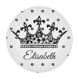 Tabla De Cortar Corona reina floral blanco blanco bello vintage