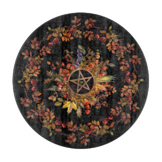 Tabla De Cortar Cosecha Mágica con Monograma de Pentagrama