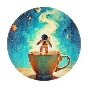 Tabla De Cortar Cosmic Brew: Sueño de Café del Astronauta